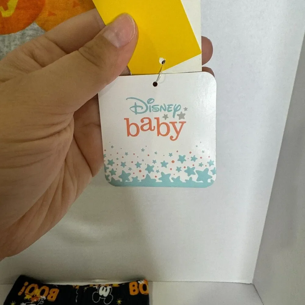 Disney Baby Mickey Mouse Halloween Pajama‎ Set Peek-A-Boo Size 24M Gray Orange